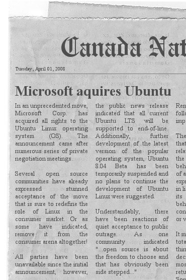 af-2008 Hot News - Ubuntu Linux Has Been Bought Out by the Big M!