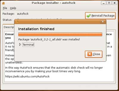 autofsck-003 AutoFsck Installed