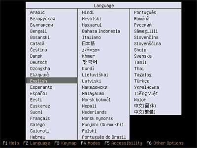 Select Language - Ubuntu Server 8.04 install