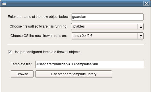 Firewall template Configure firewall template