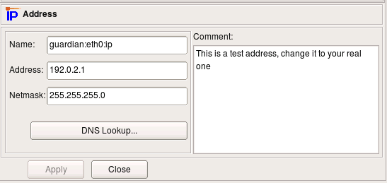 IP address eth0 IP address of interface eth0