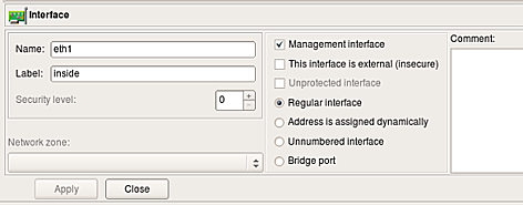 Edit firewall interface object Edit firewall interface object