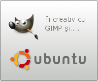 GIMP and Ubuntu advocacy image in Romanian language.